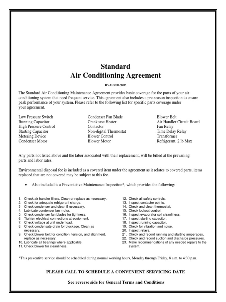 Standard Ac Service Agreement | PDF | Capacitor | Relay