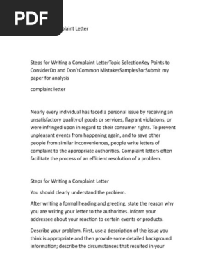complaint letter