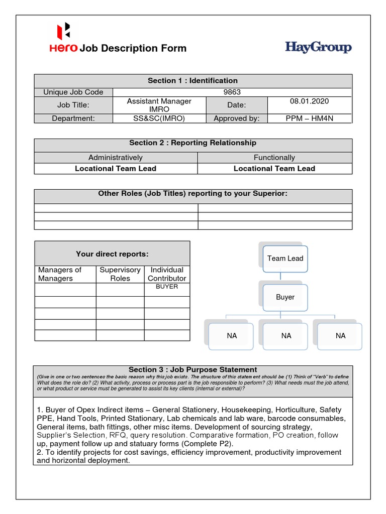 Job Description Form Hero E 4 E 5 Docx Procurement Economies