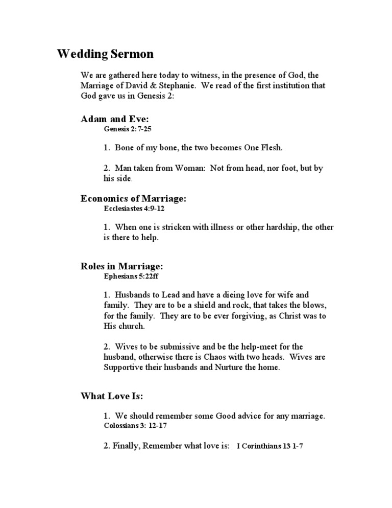 Best wedding sermon ever pdf 60 photos Astyledwedding com