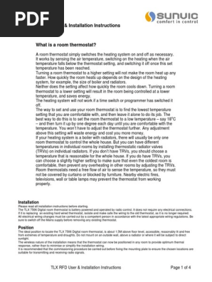 TLX RFD User Installation Instructions PDF | PDF | Thermostat | Radio