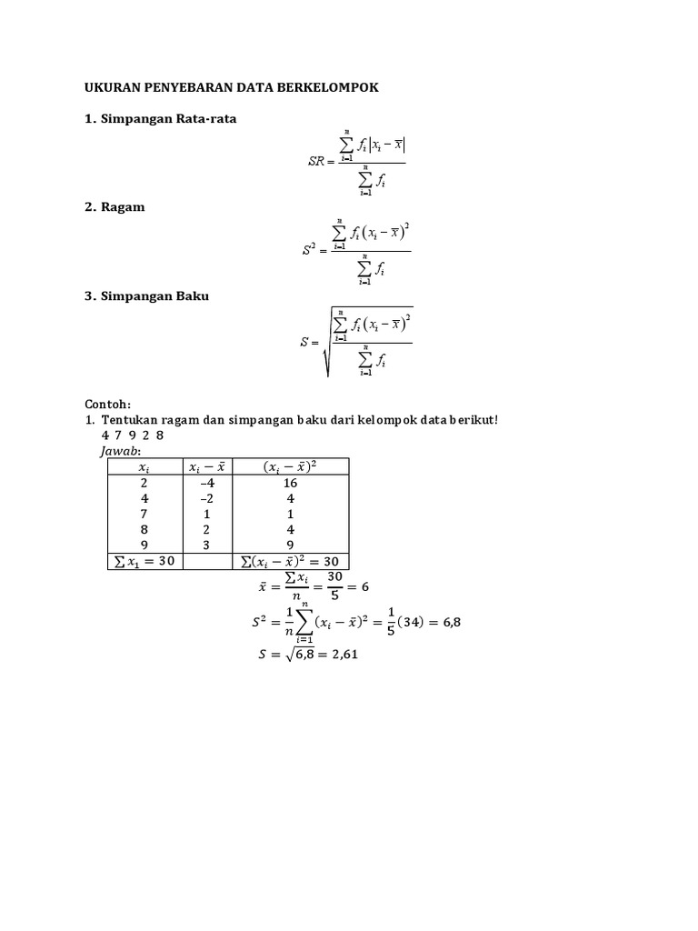 Ukuran Penyebaran Data Berkelompok