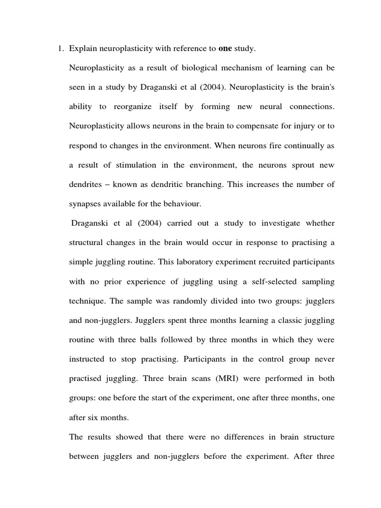 Draganski's Juggling Study on Neuroplasticity | PDF | Neuroplasticity ...