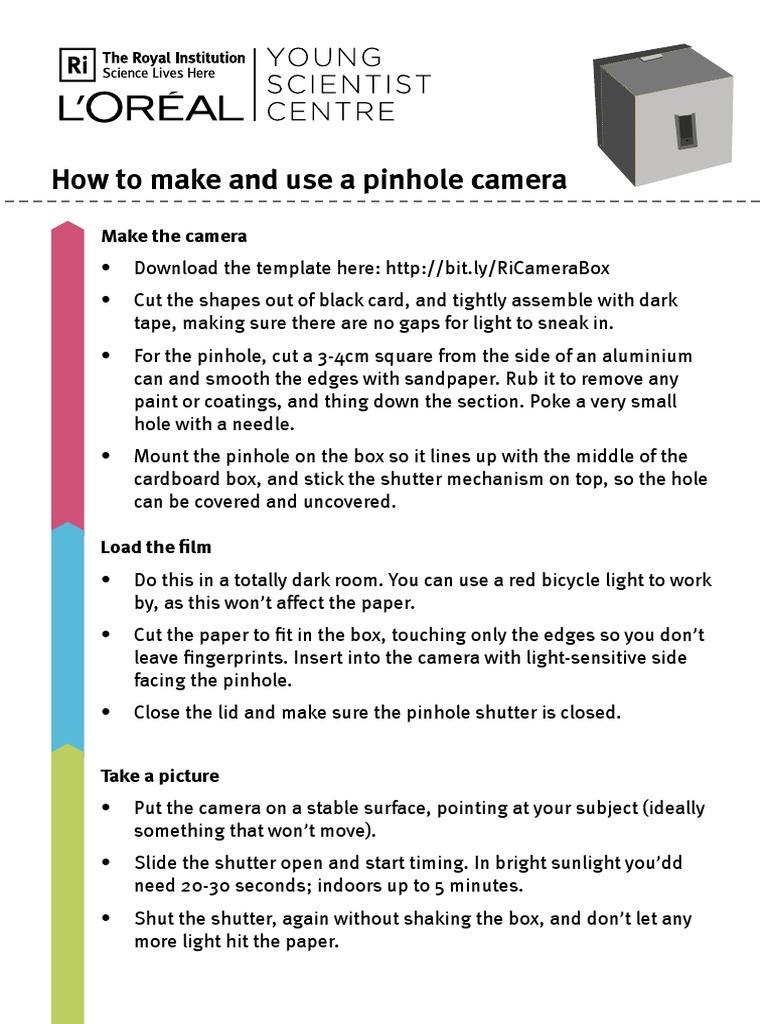 Pinhole Camera Instructions v5 0 | PDF | Camera | Imaging, image size:768x1024