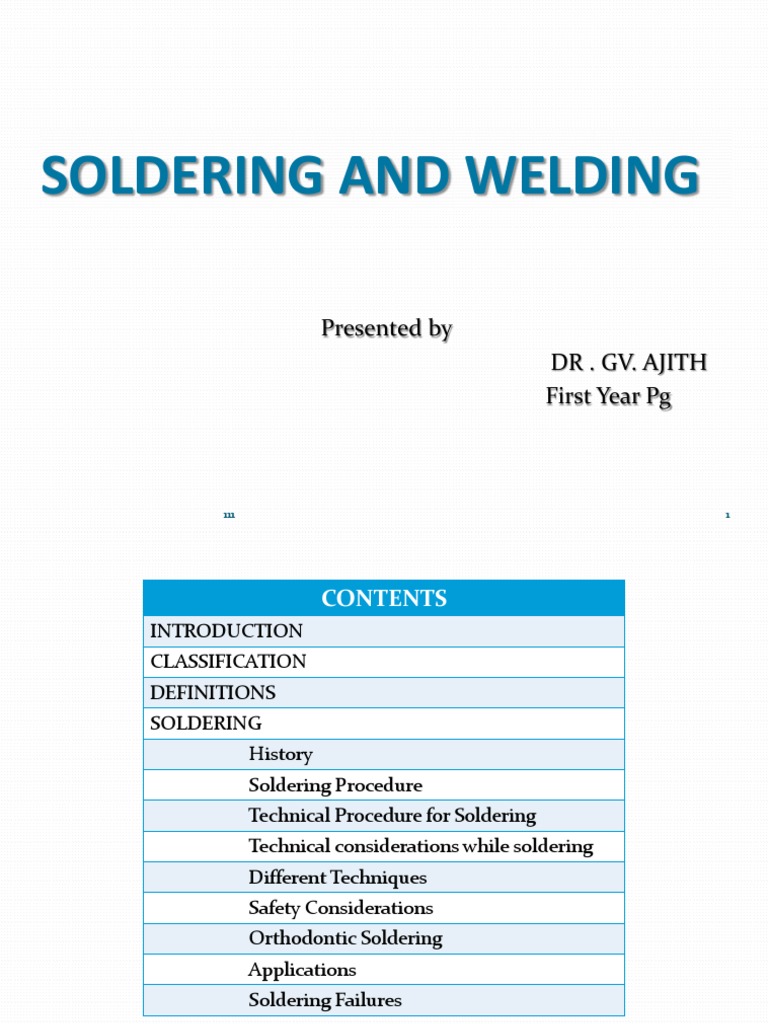 Soldering and Welding in Dentistry | PDF | Solder | Soldering