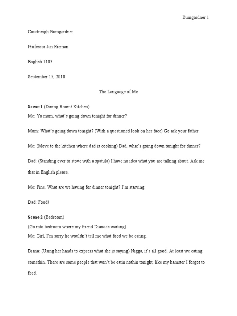 English Paper 3 The Language of Me PDF