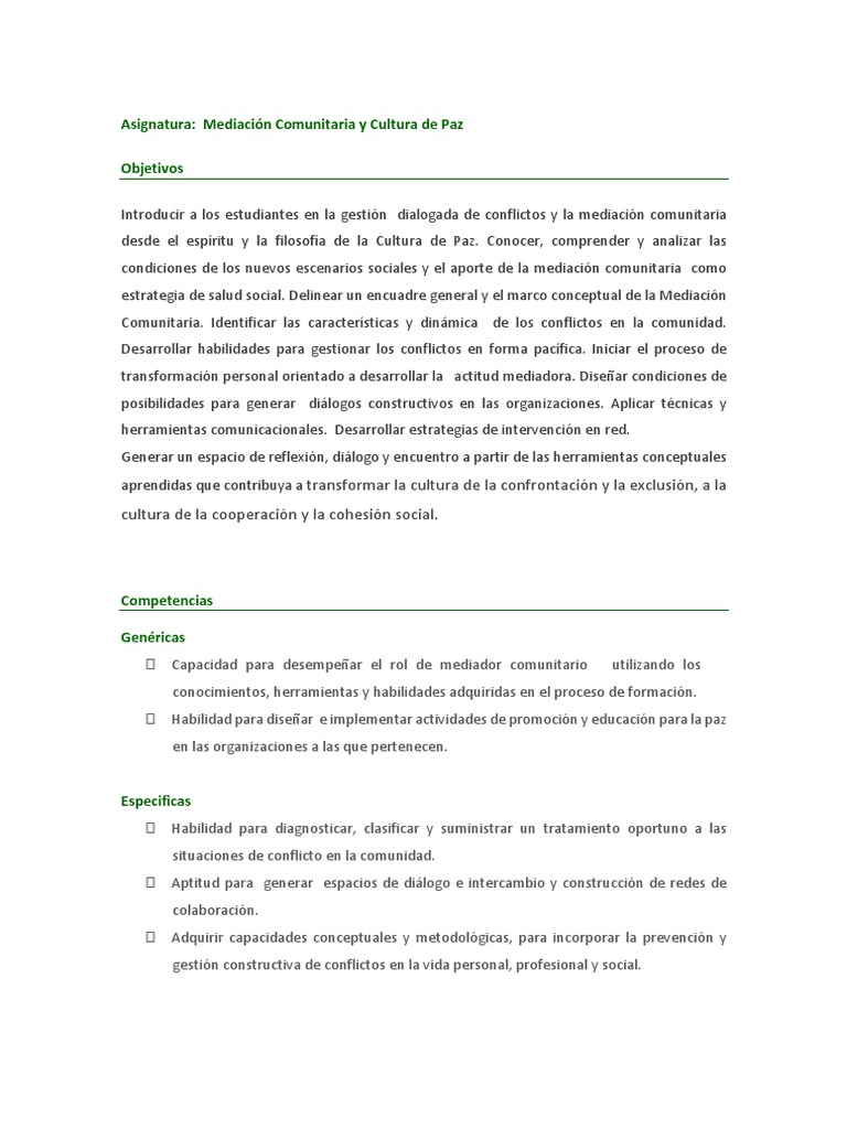 Mediación Comunitaria y Cultura de Paz | PDF | Mediación | Paz