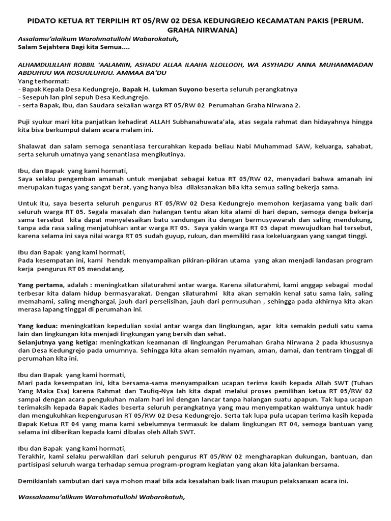 Pidato RT Baru | PDF