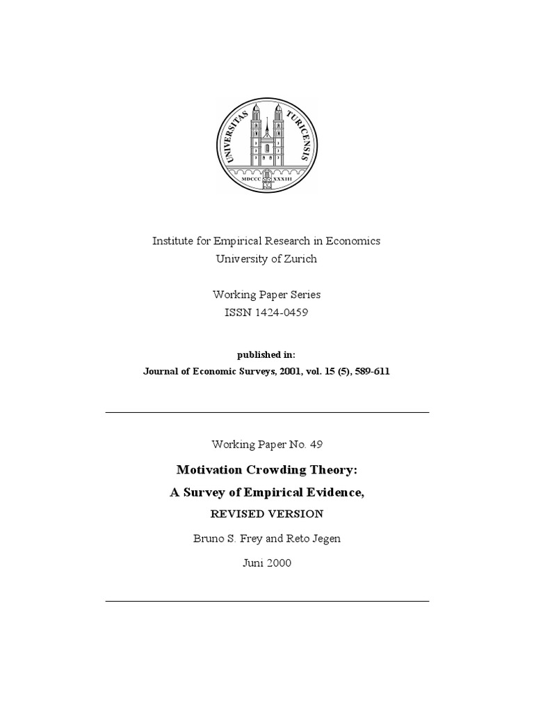 Motivation Crowding Theory - A Survey of Empirical Theory Jun 2000