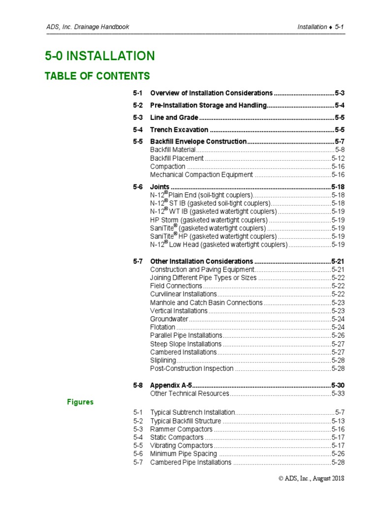 Drainage Handbook ADH5 Installation (0818) PDF Pipe (Fluid