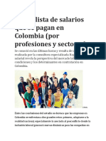 Salarios Colombia 2022 por profesiones y sectores