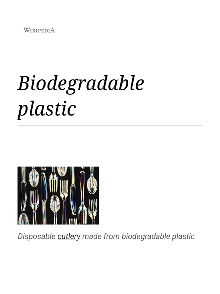 Biodegradable Plastics Overview | PDF | Biodegradation | Plastic