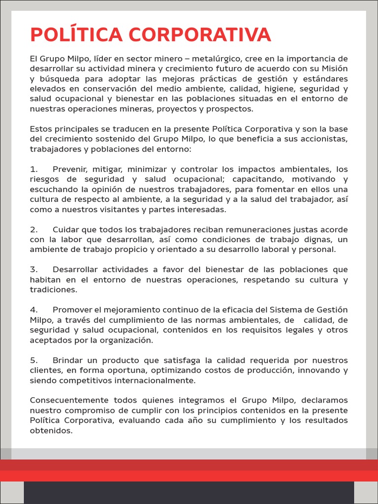 Política Corporativa NEXA | PDF