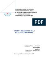 Ensayo. Origen y Desarrollo de La Psicologia Comunitaria