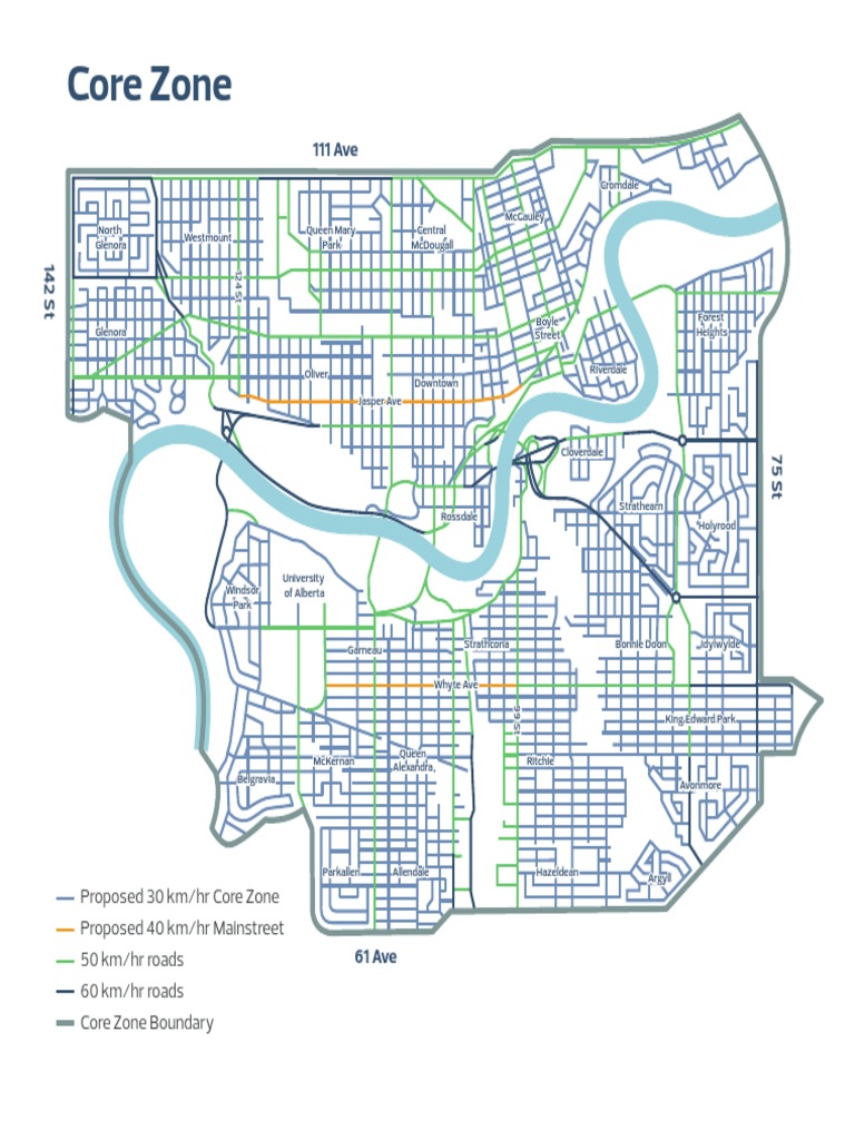 City of Edmonton Core Zone Map