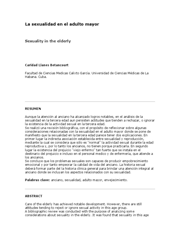 Sexualidad en Adultos Mayores: Mitos y Realidades | PDF | Vejez | Vagina