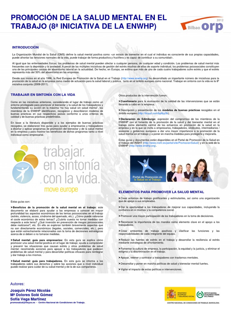 Salud Mental en el Trabajo: Guías y Estrategias | PDF | Salud mental ...