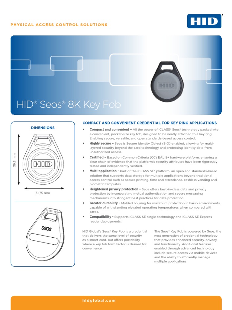 Hid Seos 8k Keyfob Ds en PDF Access Control Computing