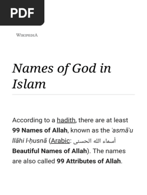 Names Of God In Islam Wikipedia God In Islam Islamic Texts