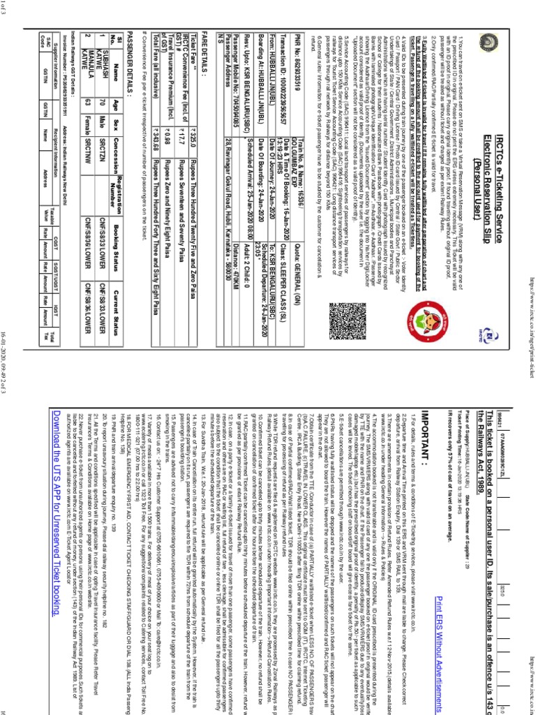 IRCTC e-Ticketing Service Guide | PDF | Identity Document | Ticket ...