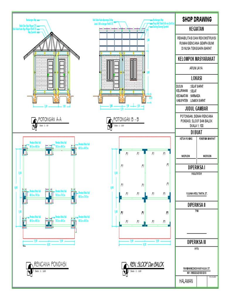 Rencana Pondasi Rumah Risha 2 Lantai | PDF