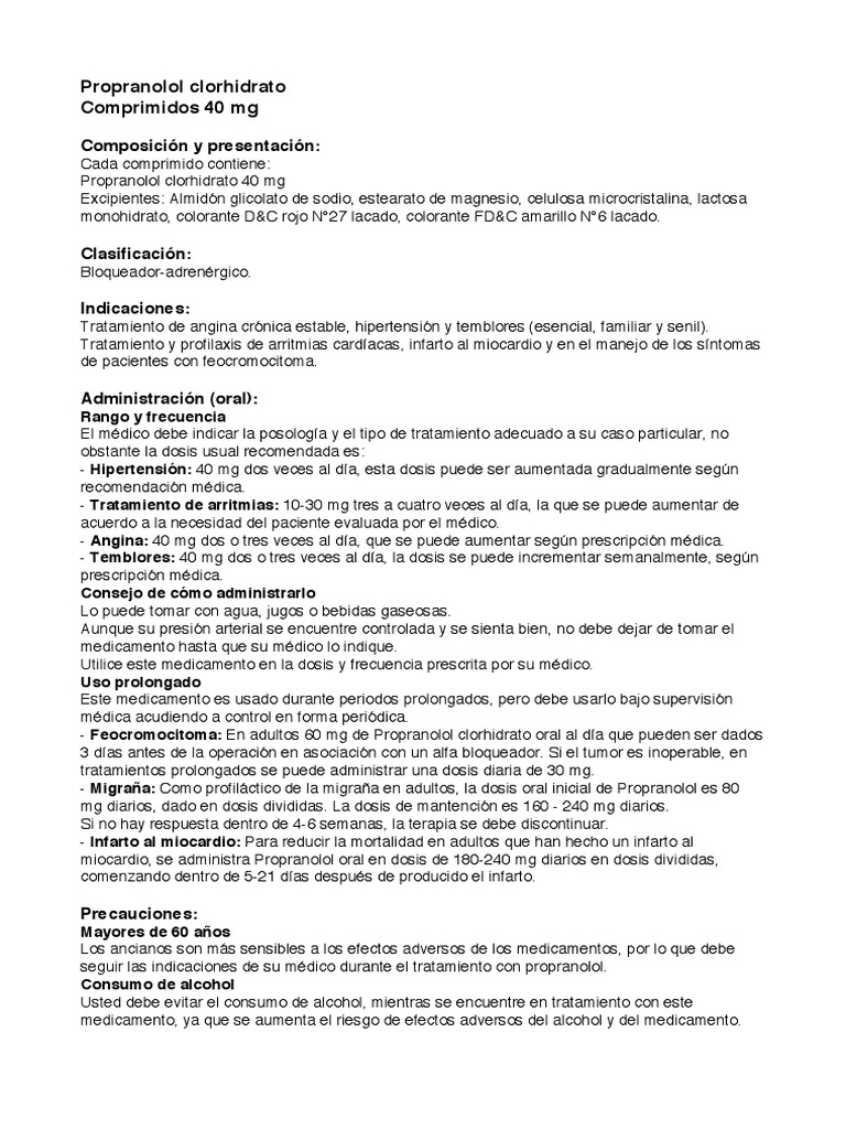 Propranolol clorhidrato 80 mg