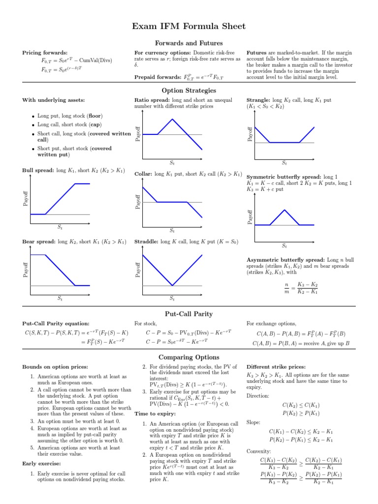 IFM Exam Formula Sheet Overview | PDF | Bonds (Finance) | Fannie Mae