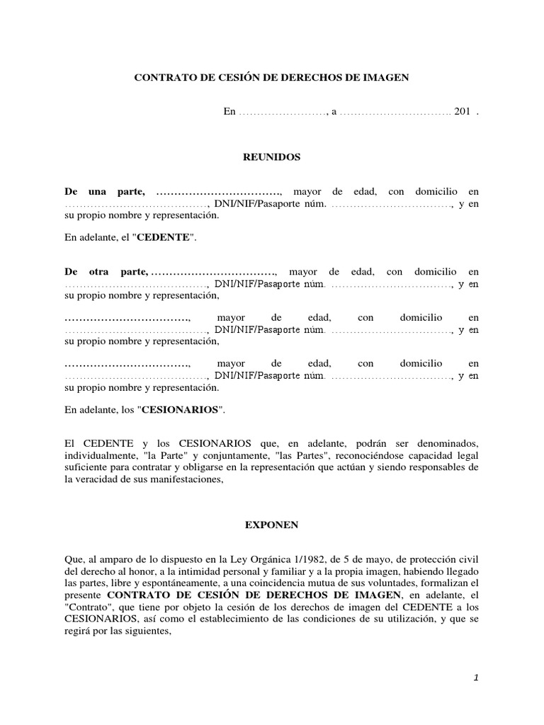 Contrato de Cesión de Derechos de Imagen para La Universidad | PDF |  Instituciones sociales | Ciencias sociales