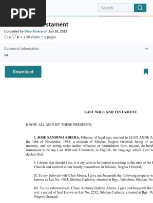 Last Will and Testament | Will And Testament | Property Law.pdf