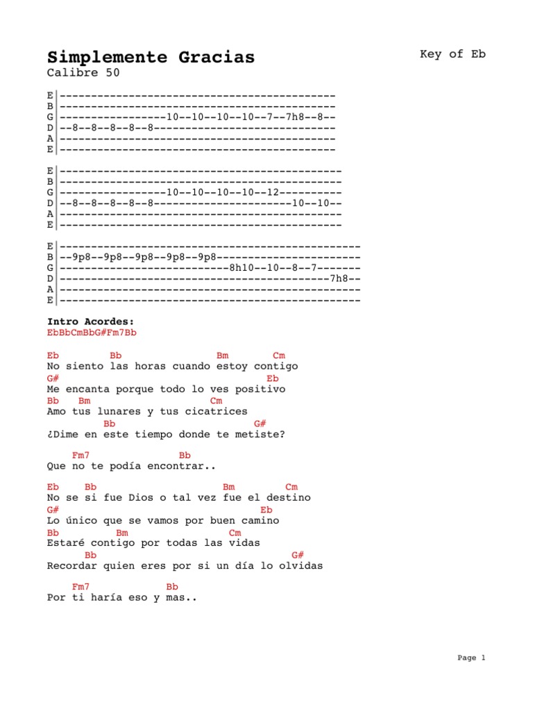 Calibre 50 - Simplemente Gracias | PDF