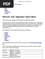 MySQL SQL Injection Cheat Sheet - Pentestmonkey