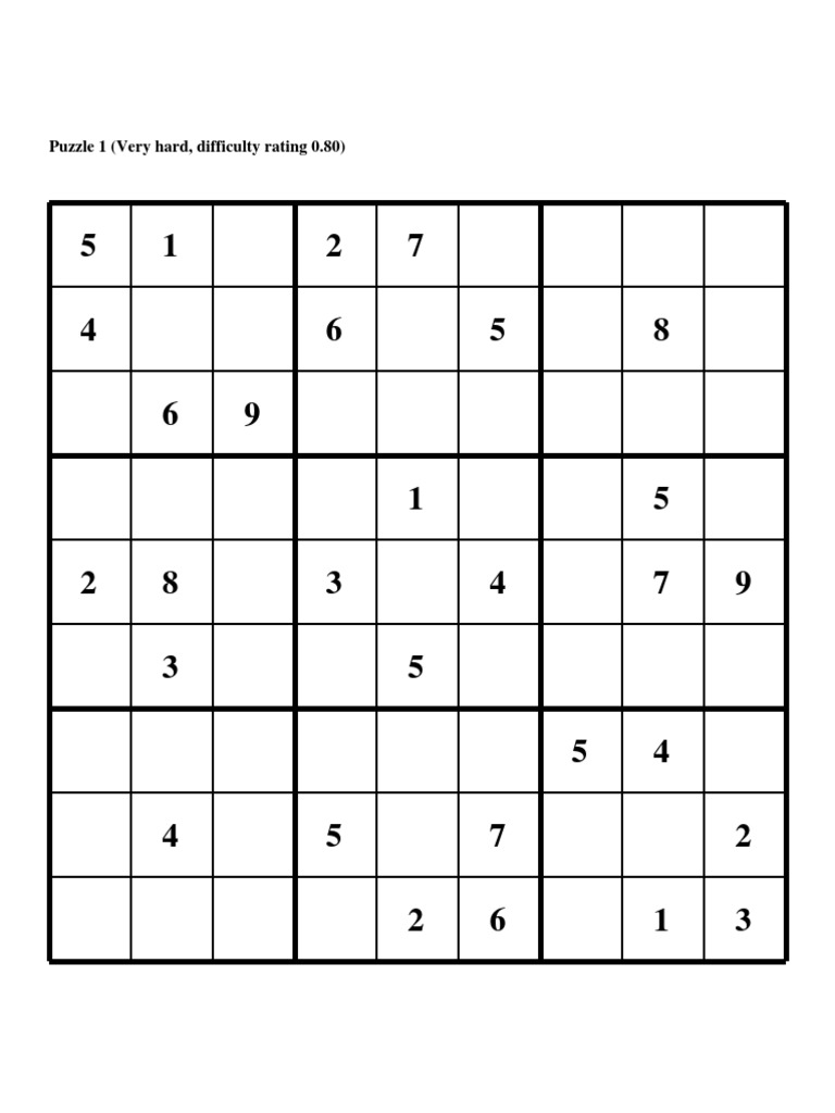 50 Very Hard Sudoku | PDF | Puzzles | Puzzle Video Games