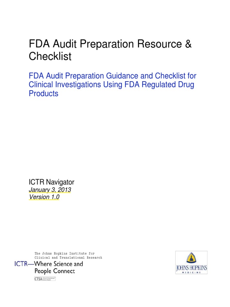 FDA Audit Preparation Checklist | PDF | Clinical Trial | Food And Drug ...