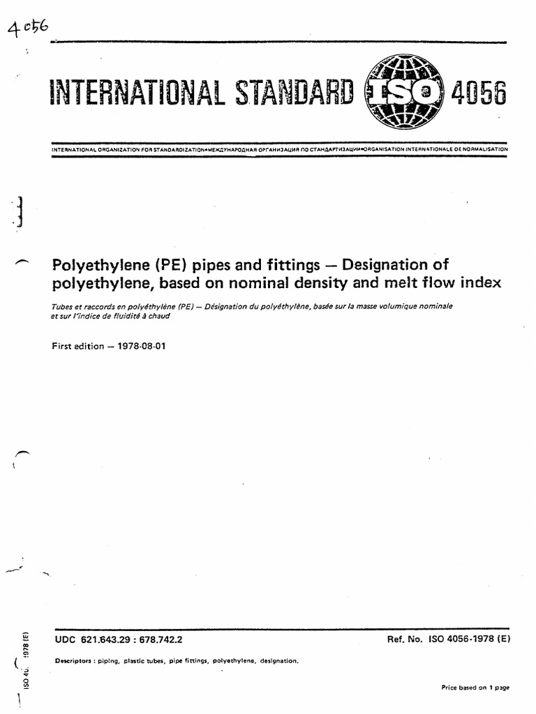ISO 4056 - PE Pipe - Fitting-PE Designation | PDF
