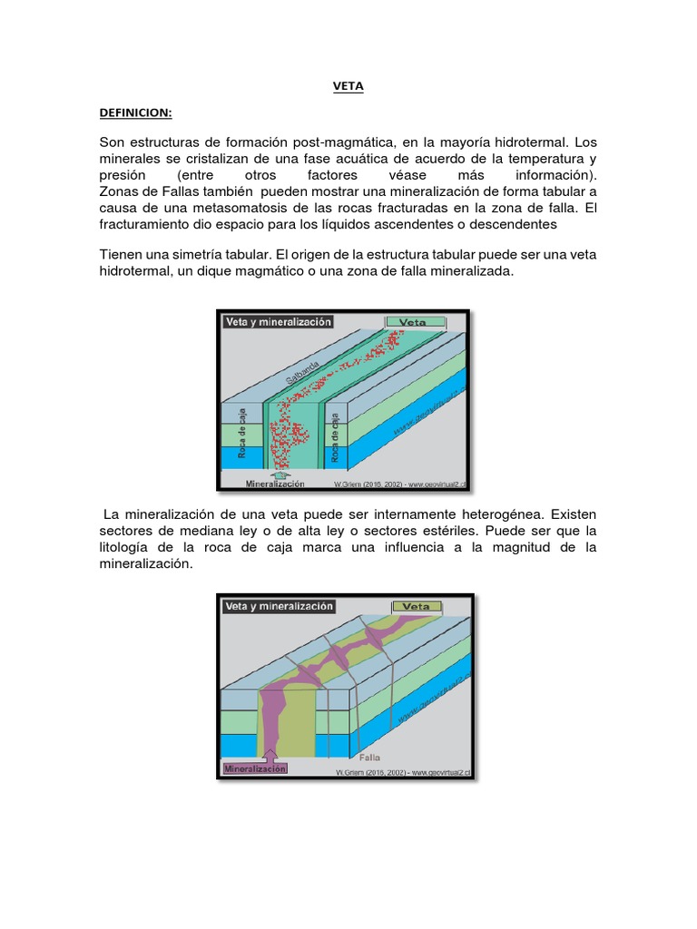 Definición y Tipos de Vetas Minerales | PDF | Ciencias sociales ...