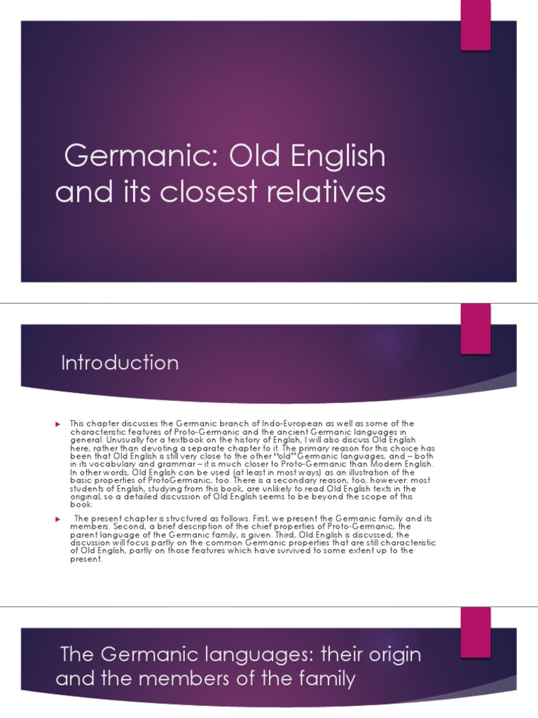 Germanic Languages: Old English and its Relatives | PDF | Anglo Saxons ...