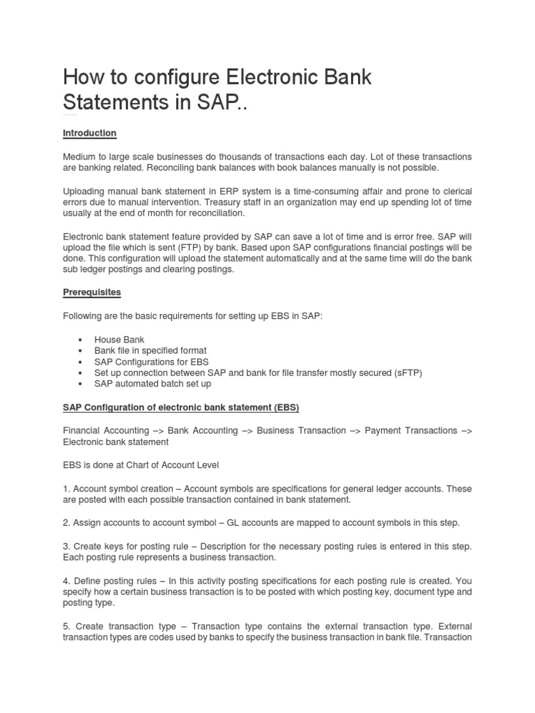 How To Configure Electronic Bank Statements in SAP PDF Banks File Format