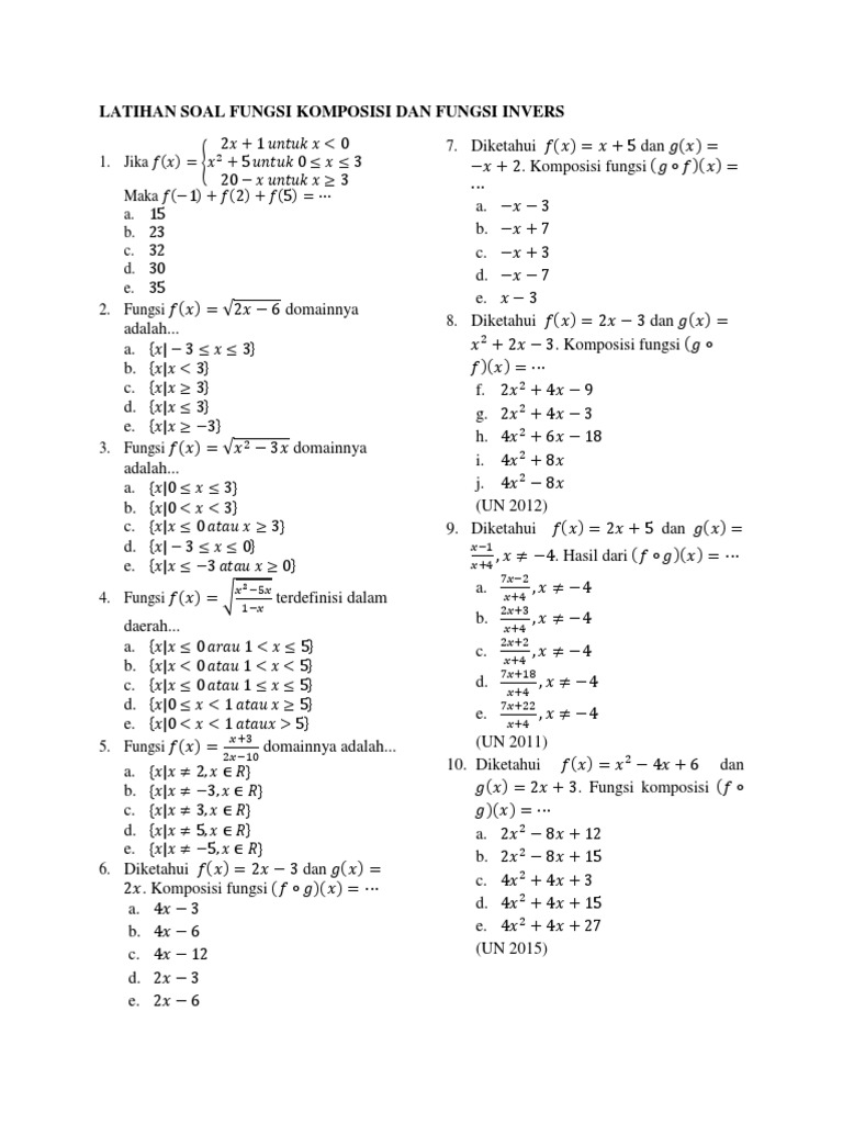 Latihan Soal Fungsi | PDF