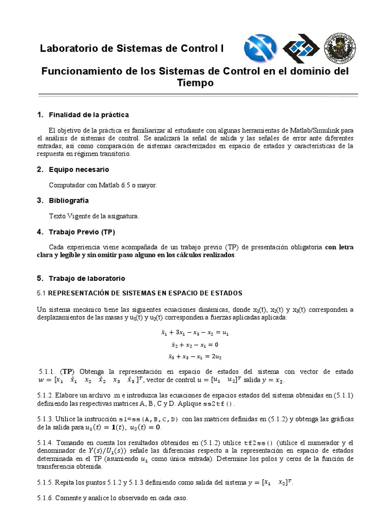 Prácticas de Control con Matlab/Simulink | PDF | Matlab | Sistema de ...
