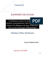 Rapport de Stage - Evaluation de La Douleur Post Opera To Ire Chez Les Patients Atteints de Demences Type Alzheimer