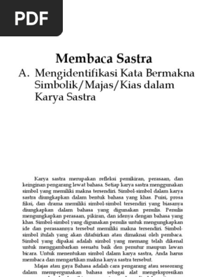 2a Mengidentifikasi Kata Bermakna Simbolik Atau Majas Atau Kias Dalam Karya Sastra