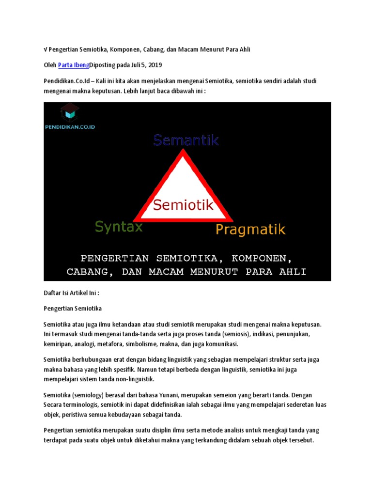 Pengertian dan Jenis Semiotika PDF