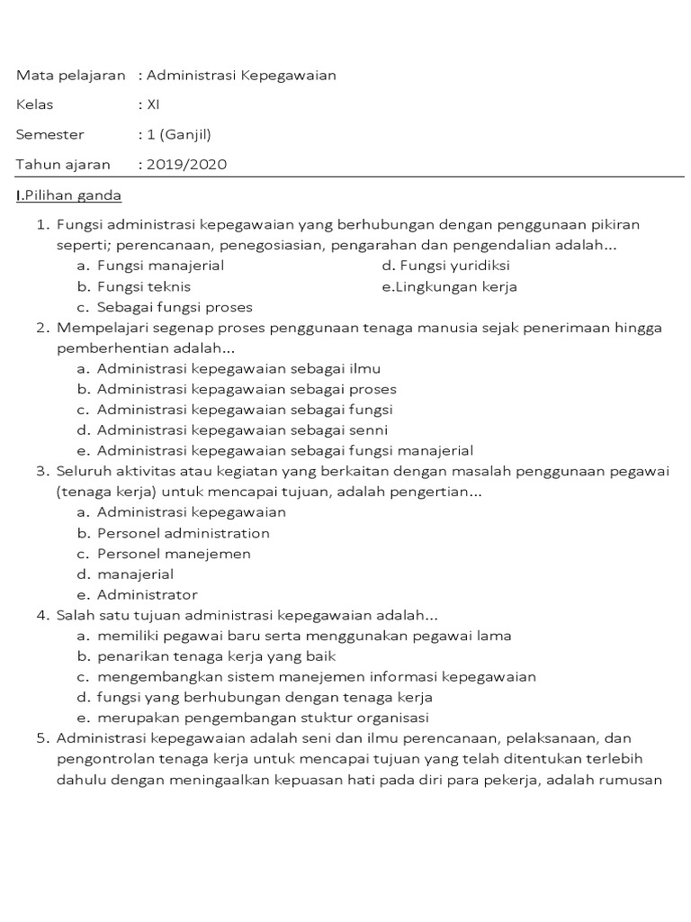 41+ Soal kepegawaian kelas 11 semester 2 ideas in 2021 