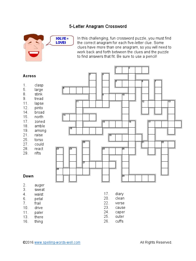 5 Letter Anagram Crossword PDF PDF Puzzles Games Of Mental Skill