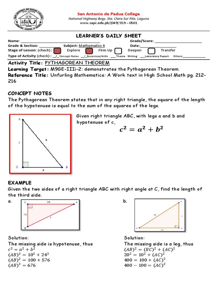 LDS Pythagorean Theorem | PDF | Classical Geometry | Euclid