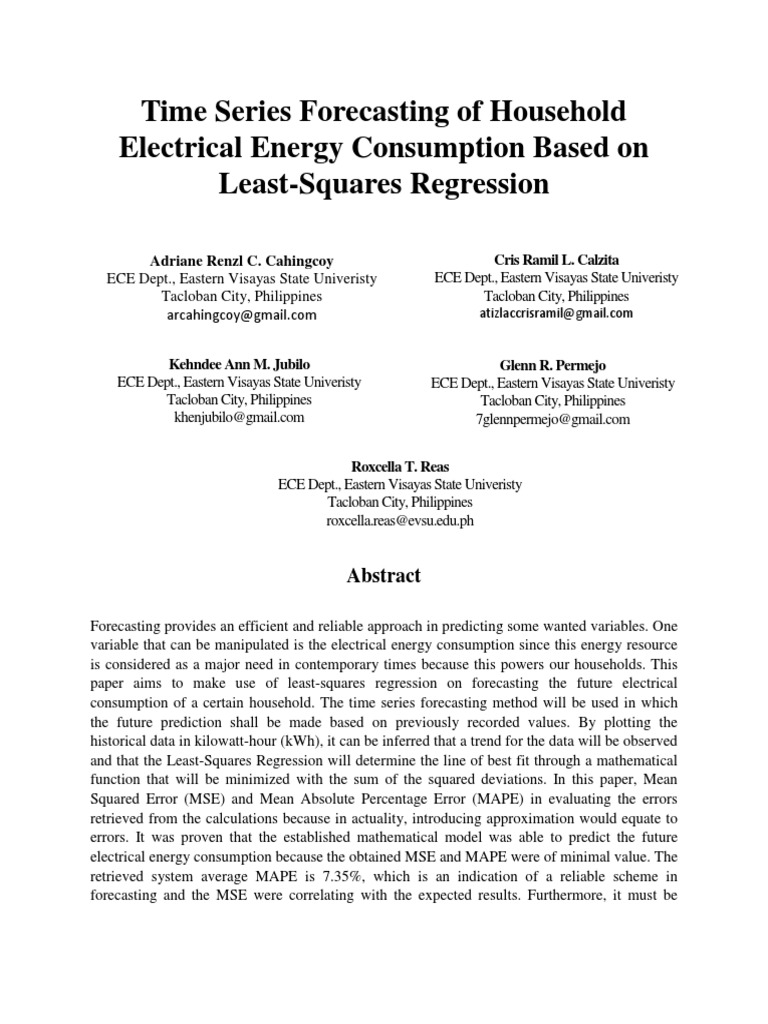 Forecasting Household Energy Use with Regression | PDF | Errors And ...