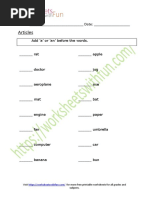 Articles Worksheet 6