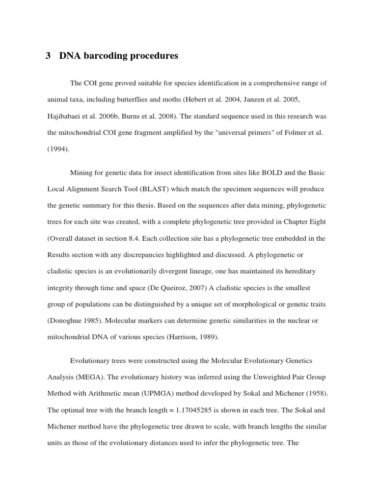 DNA Barcoding Procedures | PDF | Phylogenetic Tree | Molecular ...