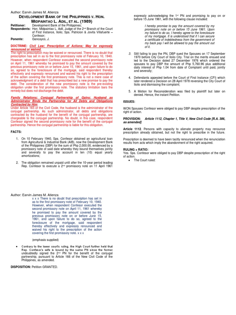 Development Bank of The Philippines v. Judge Adil, Et Al. (161 SCRA 307