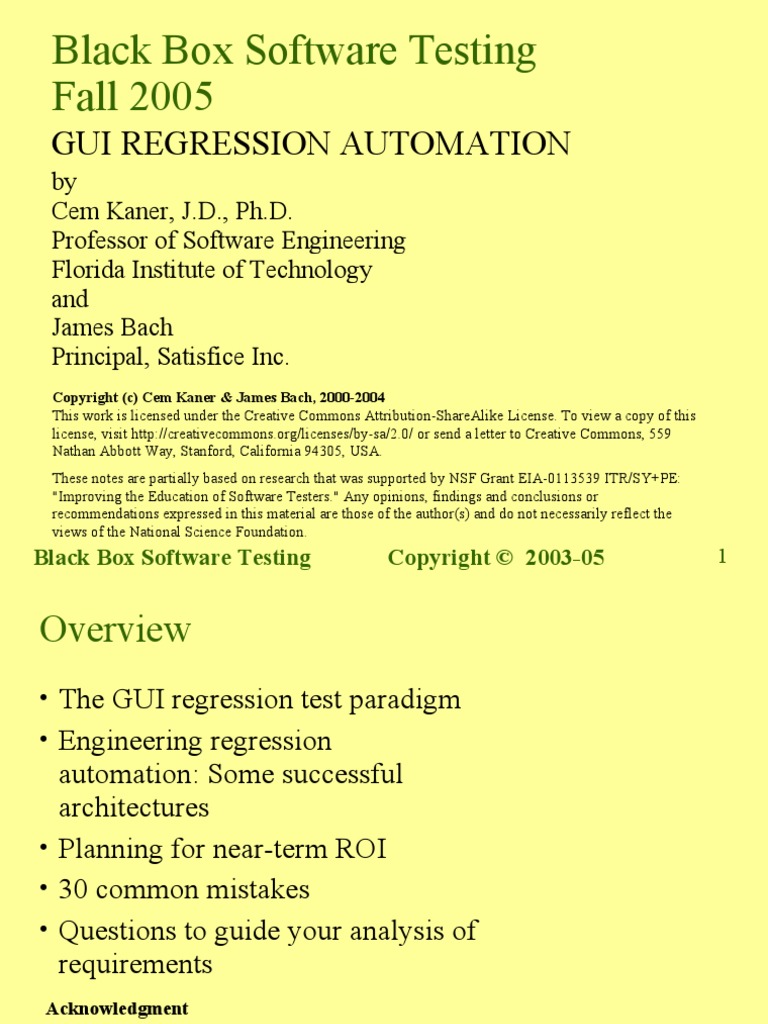 Black Box Software Testing Fall 2005: Gui Regression Automation | PDF ...